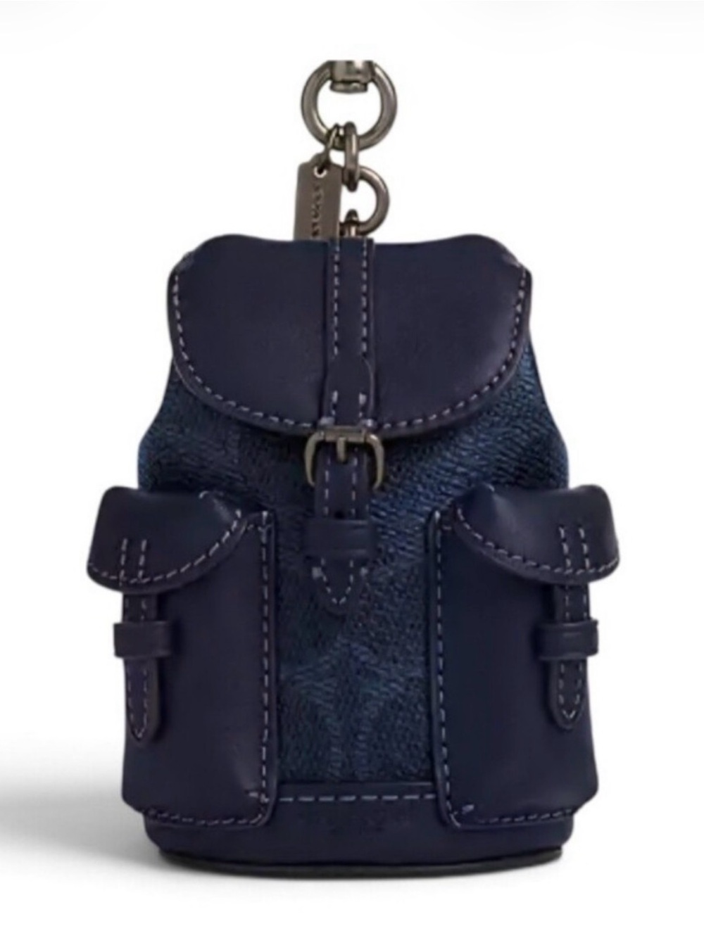 Coach Navy Signature Mini Backpack Keyring Charm